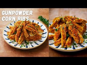 Gunpowder Corn Ribs | Air Fried Corn Ribs | Corn Ribs With Roasted Curry Leaves and Garlic Mayo