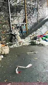 Waterfall" Moment in Recycling Plant: Plastic Bottles Pour Down!