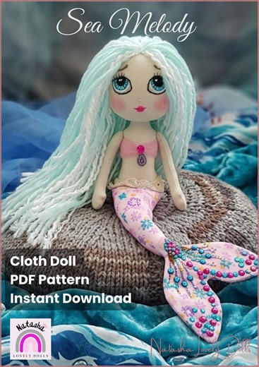 Mermaid Cloth Doll Sewing Pattern PDF – Sea Melody Doll Pattern, 18" Soft Doll, Printable Template + Video Tutorial - Etsy España