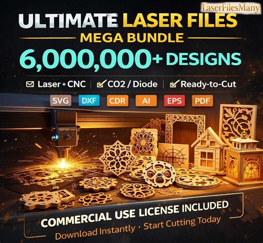 6,000,000  Laser Cut Files Mega Bundle | SVG DXF   Ai Cdr Eps Pdf | CNC Co2 & Fiber Designs | Commercial Use - Etsy UK