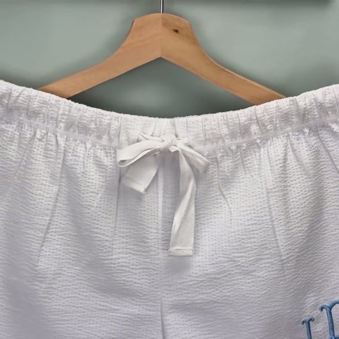 Personalized Seersucker Sleep Shorts – Scalloped Hem Monogram Pajamas - Etsy