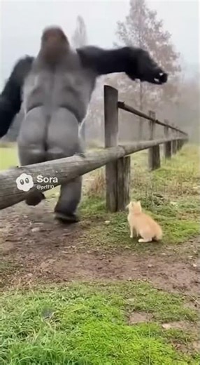 SHOCKING Showdown! Gorilla Tries to Harm Kittens? Mom Cat's Revenge is Brutal!#CatVsGorilla #cute