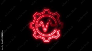 Process Optimization Icon in Video HD Neon Animation – Efficiency and Workflow Symbol with Dynamic Glow on Black Background