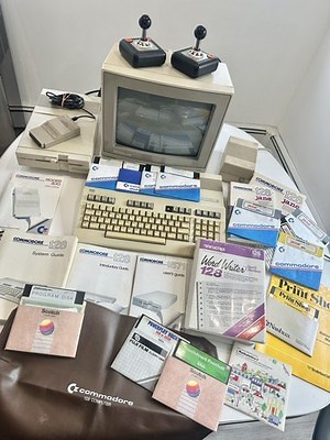 Vtg 1985 Commodore 128 Monitor 1902 Disk Drive 1571 Suncom Tac 2 Controllers + | eBay
