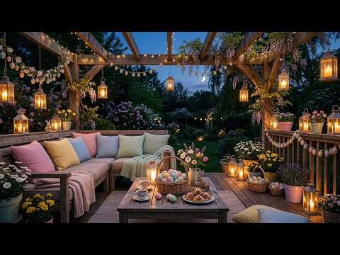 Easter Garden 🐰🐣 Spring Evening Ambience with Crickets, Doves & Owls | Peaceful Garden Sounds
