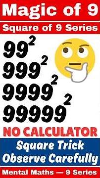 Square of 99, 999, 9999 | Magic 9 Square Trick Explained | Magic Square Trick #maths #mathtricks