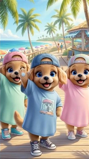 Cute Puppies Beach Dance Party! 🐾🏖️ Fun Summer Vibes