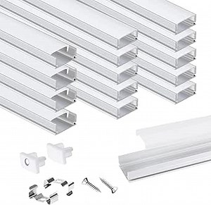 15 Pack LED Aluminum Channel 3.3ft/1Meter 8x17mm, U Shape Light Diffuser Channel with Cover, for LED Light Installations