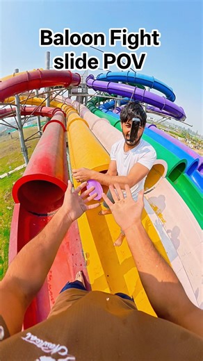 POV Balloon Prank Turned Into Crazy Waterslide Revenge 😂💦 #Shorts #Waterslide #POV