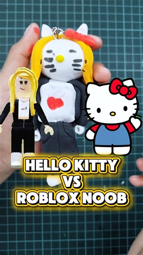 Hello Kitty vs Roblox Noob?! 😱 DIY Clay Mashup #roblox #hellokitty #diy #sanrio