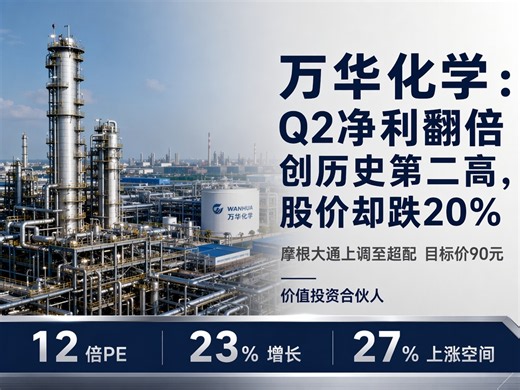 万华化学：Q2净利翻倍创历史第二高，股价却跌20%