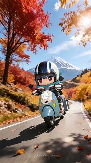 Cutie Dreamscape | Rin chan’s Autumn Scooter Ride. Rin chan unwinds in the tranquil moments before camping, hopping on her little motorbike and cruising along... | Instagram