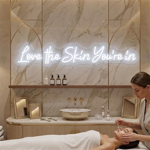 Love the Skin You Are in Neon Sign | Self Love LED Neon Light | Inspirational Quote Sign | Saloon Neon Sign | Aesthetic Room Neon Light - Etsy