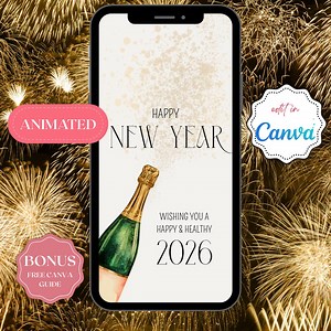 Elegant New Year Text Message, Textable Animated New Year Ecard, Editable Canva Template Phone Greeting for Texting & Social Sharing - Etsy