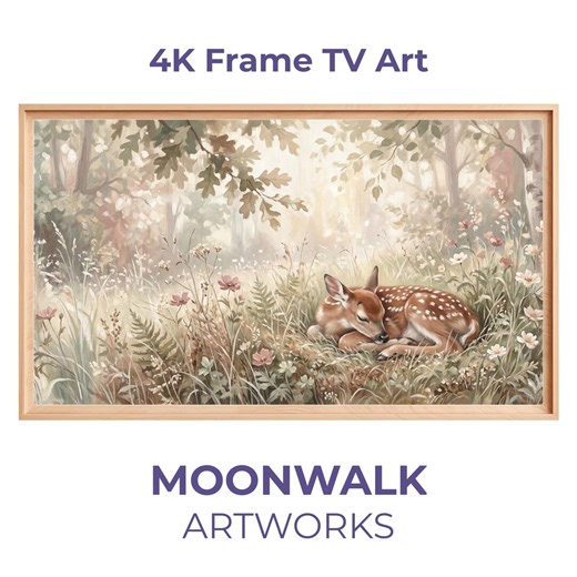 Spotted Fawn in Grass Samsung Frame TV Art | Dappled Woodland Digital Download | Nature 4K - Etsy