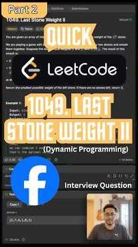 [Part 2] Last Stone Weight II - Leetcode 1049 - Javascript (Quick)