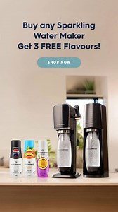 2.3K views | Buy any Sparkling Water Maker - Get 3 Flavours FREE! | SodaStream Australia | Facebook