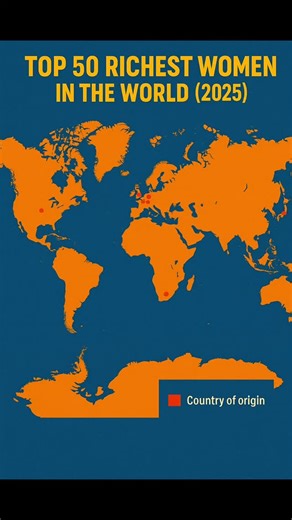 Ranked approximately by net worth and influence, including both inherited and self-made fortunes: 🌍 Top 50 Richest Women in the World (2025) Alice Walton – USA – Walmart heir Françoise Bettencourt Meyers & family – France – L’Oréal Julia Koch & family – USA – Koch Industries Jacqueline Mars – USA – Mars Inc. Savitri Jindal & family – India – JSW Group Rafaela Aponte-Diamant – Switzerland – Shipping (MSC) Abigail Johnson – USA – Fidelity Investments Miriam Adelson & family – USA – Casinos / Las 