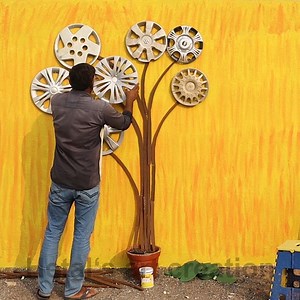 4.9K views · 127 reactions | DIY Hubcap Flower Garden Art - Do-It-Yourself Fun Ideas #garden #art #diy | Hetal's Art - Creation | Facebook