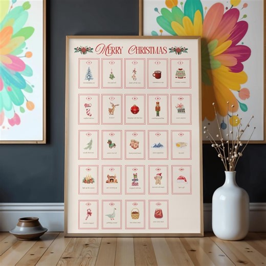 Printable Advent Calendar - 24 Kids Illustrations - Christmas Countdown - Nutcrackercore - Edit on Canva Activity Cards - Xmas Daily - Etsy