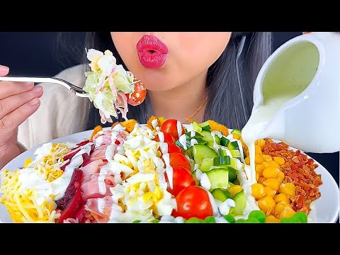 ASMR CRUNCHY SALAD WITH LOTS OF TOPPINGS | HEALTHY MUKBANG | EATING SOUNDS | ASMR PHAN