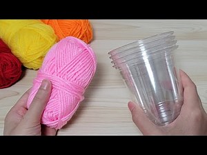 lt's did a INCREDIBLE job with plastic cup and yarn. DIY recycling craft ideas - Gift idea