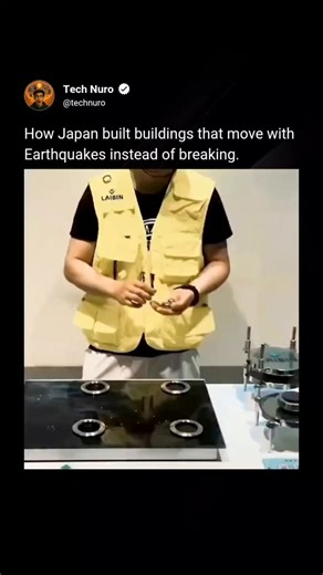 Tech Nuro on Instagram: "Japan doesn’t try to fight earthquakes — it designs buildings to move with them. With over a thousand measurable quakes each year, Japanese engineers treat architecture like precision machinery. Skyscrapers are placed on base-isolation systems that let the structure glide and shift instead of cracking under stress. Steel bearings, rubber layers, and sliding platforms separate buildings from the ground, slowing seismic waves and spreading their energy over time. Some towe