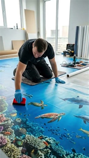 3D Epoxy Bedroom Floor Reveal Walk Into Another Dimension
