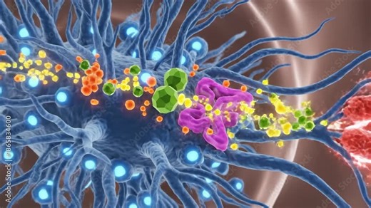 Cellular communication involving interneurons, nerve growth factor, and signaling pathways