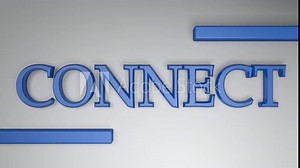 The write CONNECT, in blue letters, on white background, with two horizontal lines going from one side to the other and coming back - 3D rendering video clip