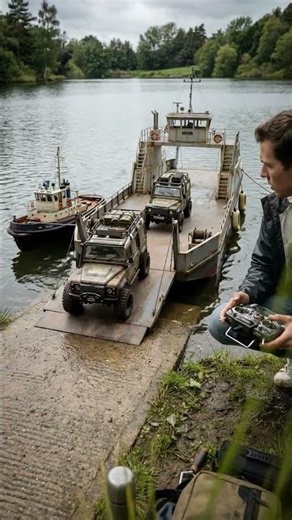 Epic RC Harbor Scene: Ferry Boat Unloading Land Rover Defenders! ⛴️🚙