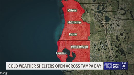 Due to cold temperatures, multiple counties open cold weather shelters across Tampa Bay