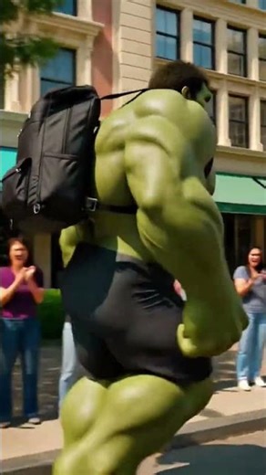 “Jab Hulk ne tiny backpack pehna… pura city dekh ke hil gaya! 🎒💚😂”