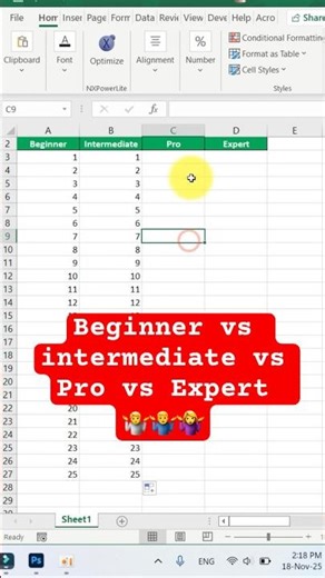 Beginner vs Intermediate vs Pro vs Expert in Excel #excel #office #spreadsheet #exceltips