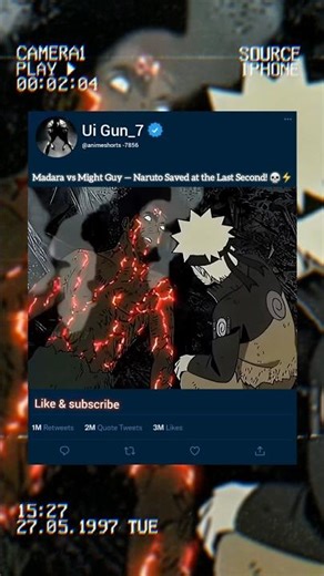 Madara vs Might Guy — Naruto Saved at the Last Second! 💀⚡#naruto #narutoshippuden #madarauchiha