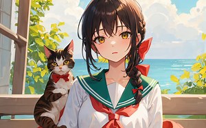 【AI绘画】可爱二次元学妹与美景