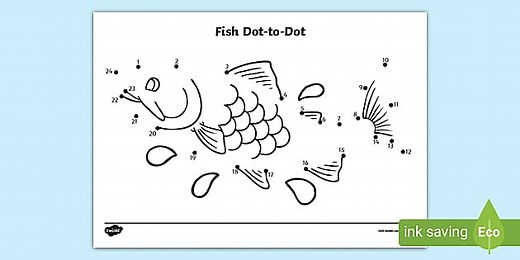 Printable Cartoon Fish Dot-to-Dot Activity
