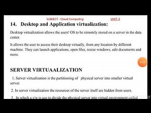 14. Desktop and Application virtualization, Server virtualization