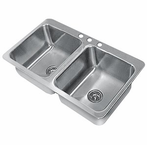 Advance Tabco SS-2-4521-10 Smart Series Double Bowl Drop-In Sink - 20" x 16" x 10" Bowls