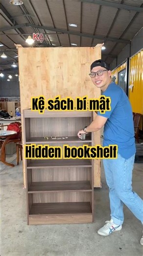 Kệ sách giấu tiền bí mật - hidden bookshelf #dogogiadung #furniture #wood