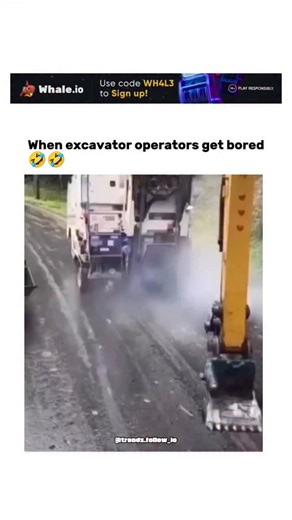 AI Clips • Funny Clips on Instagram: "The post shares a 34-second video of two excavator operators on a wet road using their machines' buckets and arms to play rock-paper-scissors, with chalk markings indicating game positions, captioned "When excavator operators get bored" to capture a moment of light-hearted improvisation during downtime. Posted today by @sciencegirl , whose account blends science, art history, and puzzles, the clip has rapidly amassed nearly 400,000 views and over 1,300 likes