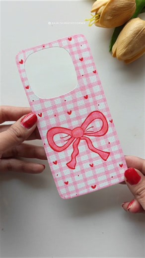 Pink bow phone case I made myself ✨ #crafts #diy