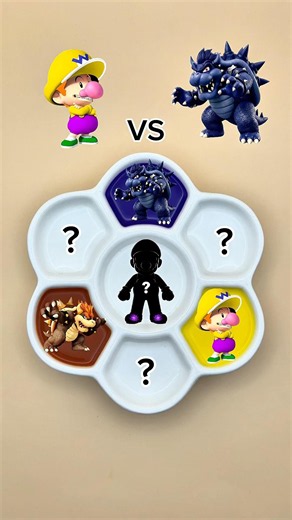 Baby Wario VS Dark Bowser! Who is hidden in the center? 🤔👇 #GuessTheCharacter #supermario