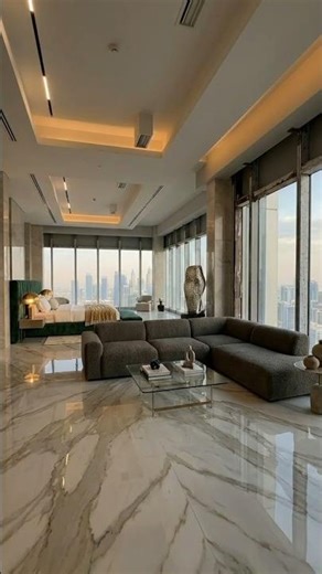Luxury Penthouse Epoxy Floor | Skyline Living #shorts #roomtransformation #home