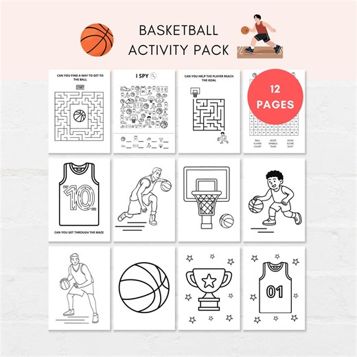 Basketball Activity Pack, Basketball Coloring Pages, Basketball Activity Sheets, Basketball Coloring Sheets, Basketball Activities Printable - Etsy