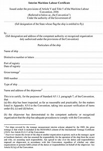 Maritime Labour Convention Certificate