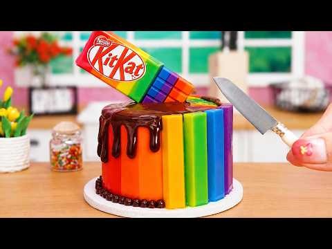 🌈 Tiny Rainbow KitKat Cake 🍫 Delicious Miniature Dessert Recipe | Mini Yummy