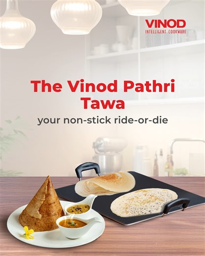 The Vinod Non-Stick Pathri Tawa may not crave the spotlight but it earns its place in every kitchen. Steady with heat, generous with space and effortlessly easy to clean, it’s the behind-the-scenes legend that makes sure every meal hits the mark. #VinodIntelligentCookware #cookware #CookHealthyCookJaldi #intelligentcookingassistant | Vinod Cookware