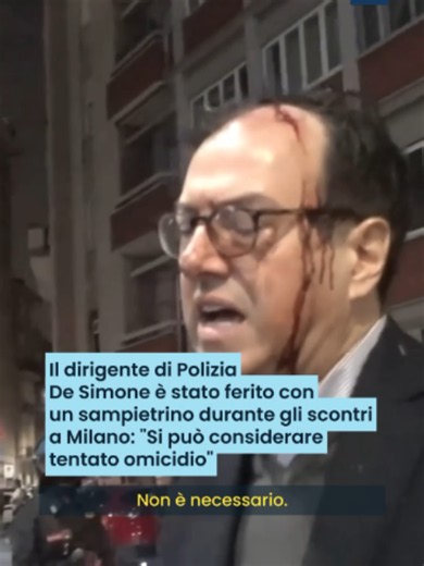 Angelo De Simone ferito in testa durante scontri in piazza Duomo Milano