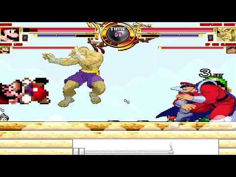 NICK54222 MUGEN: SMW Mario & Mama Luigi VS Cornflakes Sagat & Cartoon Bison